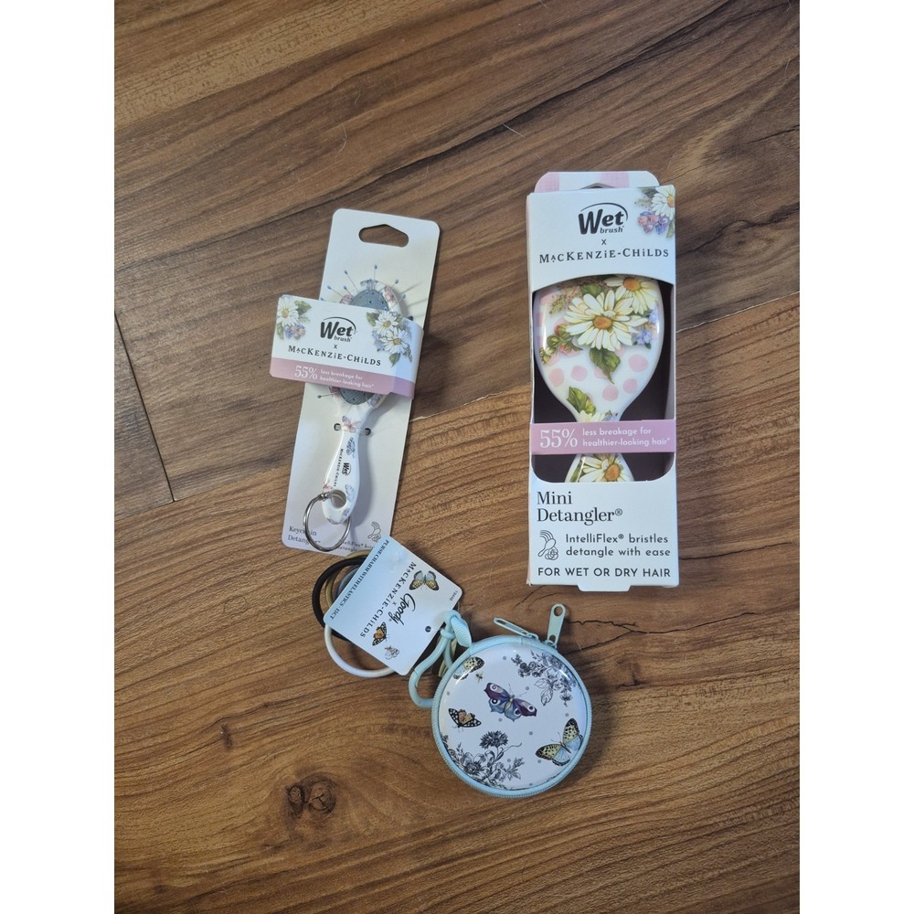 Mackenzie Childs Target 3 Piece Butterfly Brush, Purse Charm, Brush Keychain